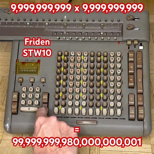 9,999,999,999 x 9,999,999,999 on Friden STW10 designed in 1949 #asmr #machine #nostalgia #calculator
