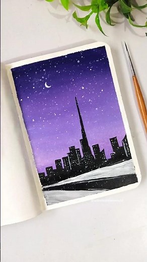 Easy Watercolor Painting For Beginners 💜✨ |paint with me #art #painting #youtubeshorts #shortvideo