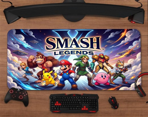 Super Smash Legends Gaming Mouse Pad | XXL Fighting Crossover Desk Mat - Etsy UK