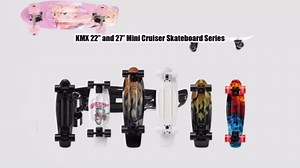 KMX Skateboard 22 and 27 Inch, Classic Mini Cruiser Skateboard for Boys, Girls, Kids, Students, Adults, Teens, Mini Cruiser Board for Beginners and Advanced