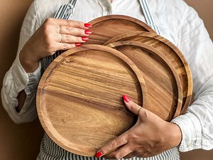 Premium Acacia Wood Dinner Plates | Perfect Christmas Gifts | Gifts for Her | Wooden Plates | Home Kitchen Gifts | Housewarming Gift - Etsy