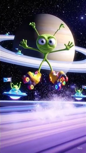 “Alien Skating on Saturn’s Rings! 🪐🤣⛸️”