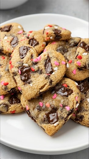 🍪 Heart Shaped Chocolate Chip Cookies | Soft centers, melty chocolate, and sweet bakery love 💗 These heart shaped chocolate chip cookies are everything cozy and comforting about a classic cookie, made extra special with their adorable shape. Soft and buttery in the center, lightly crisp at the edges, and loaded with pools of melted chocolate in every bite. They feel especially perfect with Valentine’s Day coming up, whether you’re baking for family, friends, or just treating yourself to someth