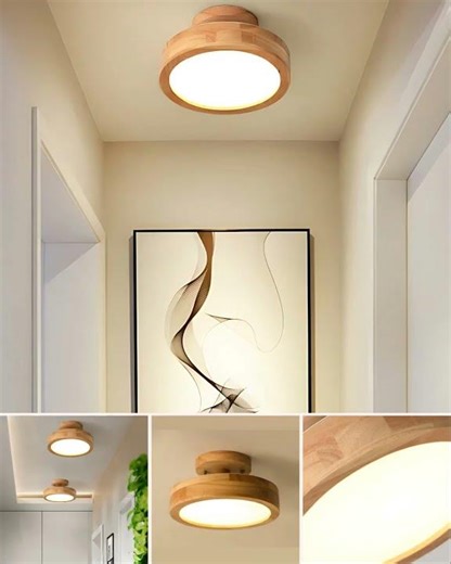 Hollenz - 9-15" Nordic Glow Round Scandinavian Wooden Ceiling Lamp