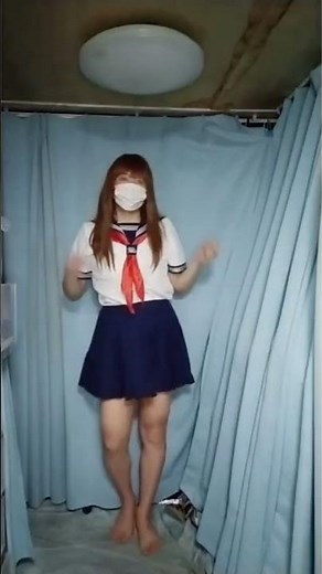 ★128 shot【#女装】女装してみました。セーラー服女子がストッキングを履く！ お着替え 着こなし #コスプレ #男の娘 #Crossdresser & #Cosplay #女装子 #ドレス