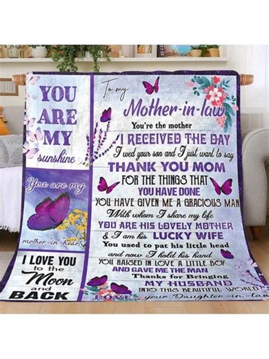 1pc Mother In Law Gift, Mother In Law Gifts From Daughter In Law, Gifts For Mother In Law, To My Mother In Law Gift, Best Mother In Law Birthday Gifts Blanket, Father'S Day, Mother'S Day, St. Patrick'S Day, Mardi Gras Blanket Four Seasons Universal Multifunctional Blanket/Perfect Gift, Blanket With Modern Aesthetic Design And 2D Printing Him, Her Gifts For Her, Him, Family, Boyfriend, Girlfriend, Father, Family, Mother, Lover, Daughter, Son, Grandfather, Grandmother, Friend, Classmate, Pet. Perf