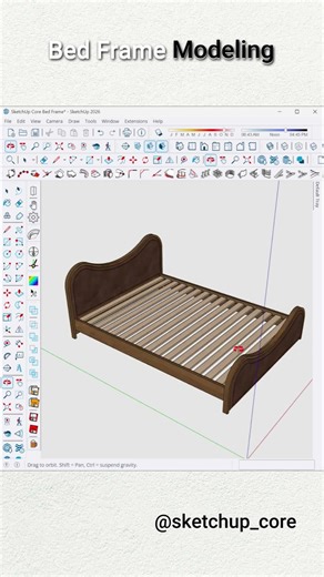 Bed frame modeled in SketchUp