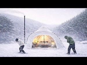 Cozy Luxury Glamping in a heavy snow and Blizzard❄️🌪️Warm Nights in FrozenMountains