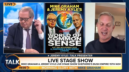 "The world's greatest live show, coming November 15th." Mike Graham and Jeremy Kyle's 'World Of Common Sense' comes to the O2 Shepherd's Bush Empire for one night only. Unfortunately for Keir Starmer, Jeremy Kyle says: "There's no freebies, by the way." | TalkTVUK