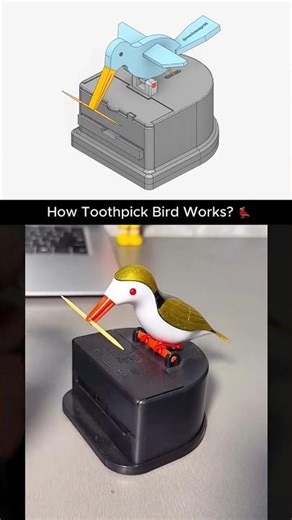 A Clever Mechanism Inside This Toothpick Bird 🐦✨#engineering #mechanism #technology