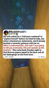11K views · 92 reactions | My wife asked for a "hall pass weekend" to "explore herself" before we tried for kids, but when I... . . . #reddit #askreddit #redditstories #redditposts #redditreadings #reddittales | Story Feeds | Facebook