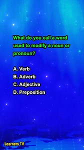 18K views · 434 reactions | What do you call a word used to modify a noun or pronoun? #learnerstv #grammarquiz #EnglishQuiz #learning #education | Learners TV | Facebook