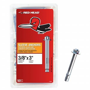 Red Head 3/8 in. x 3 in. Zinc-Plated Steel Hex-Nut-Head Indoor Sleeve Anchors (50-Pack) 11281