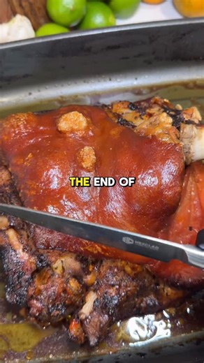 Alex Rios on Instagram: "Authentic Cuban Lechon Asado (Mojo Roast Pork) 🇨🇺🐖 recipe ⬇️ Whole head of garlic, 12-16 cloves peeled Juice of 4-5 sour oranges (about 1 cup) Juice of 2-3 limes (about 1/4 cup) 2 tsp oregano 1 tsp cumin 2 tbsp salt 1 tsp black pepper 1/3 cup oil Using a sharp knife, peel away the skin from the meat. Poke 6-8 holes in the meat - top and bottom. Pour and massage marinade throughout the meat. Use a paper towel to pat dry skin thoroughly and season liberally with salt. M