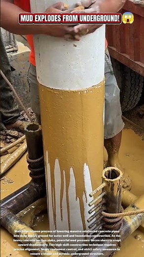 ⚠️ Massive Mud Pressure During Concrete Well Installation! Deep Foundation Process Explained