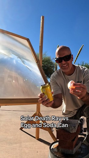 Solar death ray against a soda can and an egg #physics #science #solar #energy #light