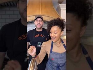 Tamera Mowry Housley Cooking Chicken and Waffles