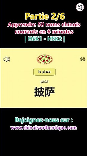 Apprendre 50 noms chinois courants en 6 minutes (Partie 2/6) | HSK1 - HSK2 | 50个常用名词