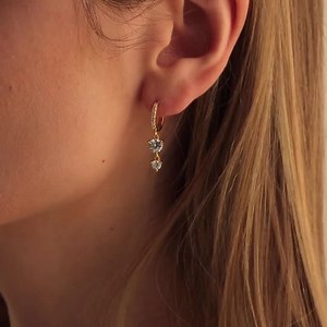 Diamond Stone Huggie Earrings by Caitlyn Minimalist • Pave Dangle Drop Earrings • Wedding Earrings • Crystal Jewelry • Bride Gift • ER189 - Etsy