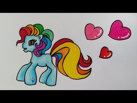 Menggambar boneka kuda poni || Menggambar dan mewarnai little pony