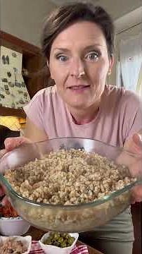 Farro salad with eggplant, tuna, and cherry tomatoes...