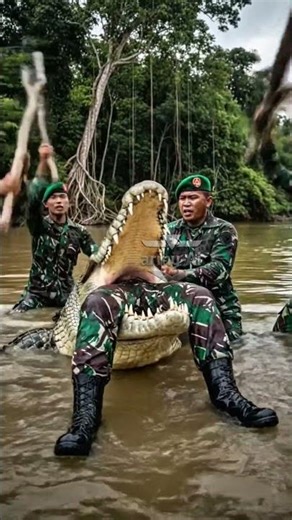 🔥TNI Soldier Attacked by Crocodile While Patrolling in the Papua Mountains‼️#shorts #tni #armyai