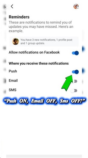 How to Manage Facebook Reminders Notifications (2026) | Push ON Email OFF #shorts
