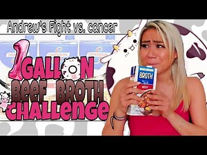 1 GALLON BEEF BROTH CHUG FOR ANDREW! COMPETITIVE EATER COLLABORATION CHALLENGE!