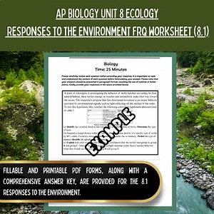 AP Biology UNIT 8 Ecology 8.1 Responses to the Environment FRQ Worksheet