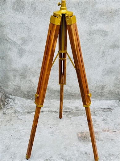 Teak Wood Tripod Lamp Stand – Nautical Rustic Table Lamp Base