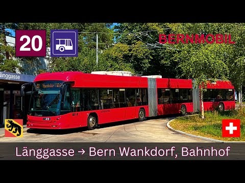 🇨🇭BERNMOBIL Buslinie 20 | Länggasse → Bern Wankdorf Bahnhof [4K]