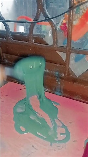 Green homemade slime fun ☺️😊 #comedy #dance #dance