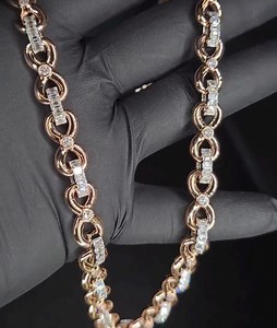 Unique Infinity Link Chain 10mm, VVS1 Quality Round-cut and Baguette Moissanite Diamond, Rose Gold Infinity Chain Pass Diamond Tester - Etsy