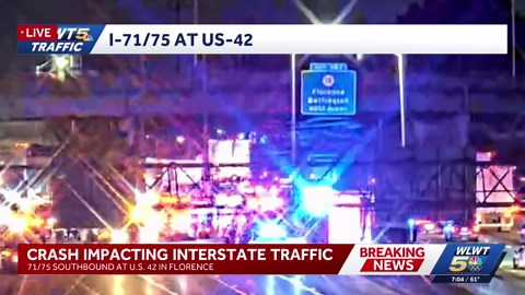 All lanes closed on Interstate-71/75 southbound in Florence due to crash