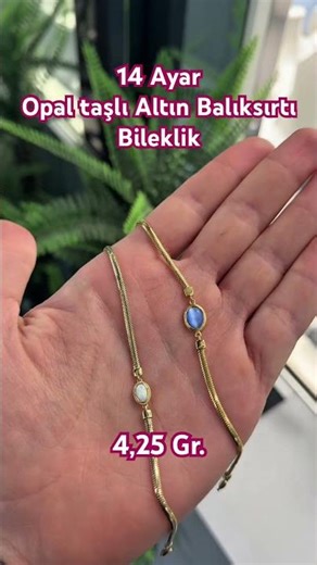 Opal Taşlı Altın Balıksırtı Bileklik | 14 Ayar Şık Ve Değerli Altın Bileklik Modeli #kuyumcu