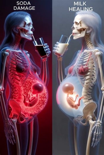 Soda vs Milk During Pregnancy 🥤🥛#PregnancyHealth #HealthEducation #HealthyChoices #MilkBenefits