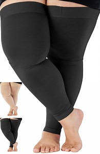 4XL Extra Large Opaque Footless Compression Thigh High 20-30mmHg - Black, 4X-Large