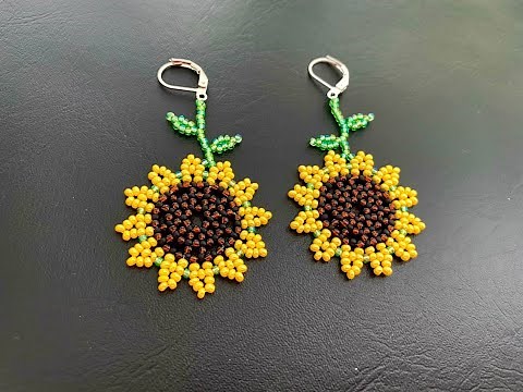 Beaded Sunflower 🌻 || Huichol Beading || Huichol Earrings