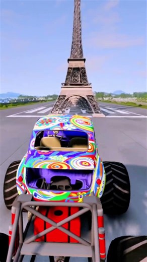Car Vs Eiffel Tower-BeamNG.Drive #beamngdrive #shorts