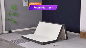 4 inch Memory Foam Tri Folding Mattress/Portable Foldable Mattress Topper with Washable Cover Non-Slip Bottom for Camping, Guest, Floor RV, CertiPUR-US Certified, Queen