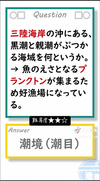日本の地域的特色③の中学地理クイズ
