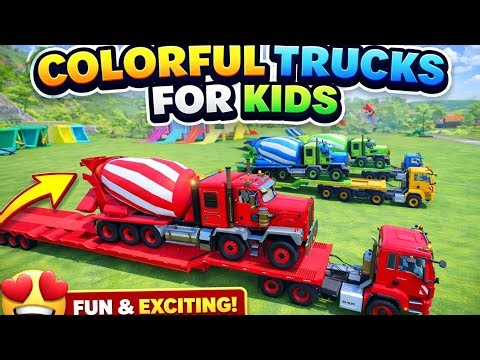 Colorful Trucks for Kids 🚚 | Cement Mixer Trucks Loading & Fun Truck Cartoon.