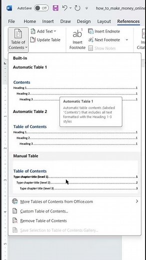 Quickly add table of contents automatically in MS Word. MS Word for beginners