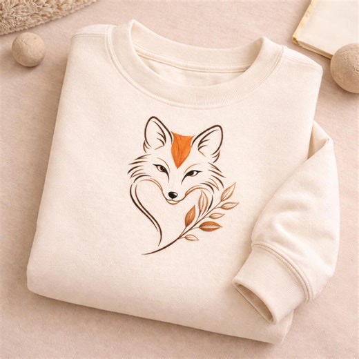 Fox Embroidery Pattern Minimalist Line Art Woodland Animal Botanical Stitch Download - Etsy
