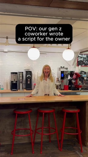 POV: our gen z coworker wrote a script for the owner. Honestly, slayed the house boots down houston I’m deceased 💅 come and get y’all juice ☕️ (at Cafe Fred) #nyc #booktok #cafe #coffee #books