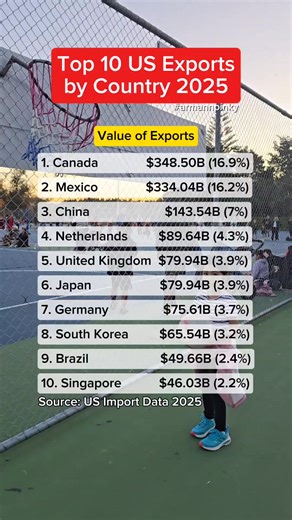 Top 10 US exports by Country 2025. #armannpinky #usa #Top10 #usaexport | Arman Fernando Andres
