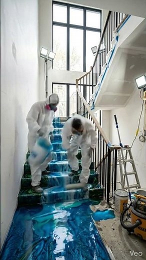 Luxury Waterfall Epoxy Stairs Design 🌊 | Modern Resin Transformation