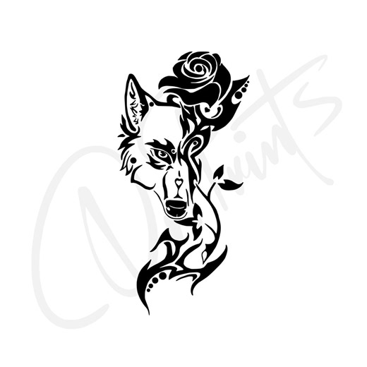 Wolf Rose Tribal Car Sticker - Minimalist Vinyl Decal - Etsy UK