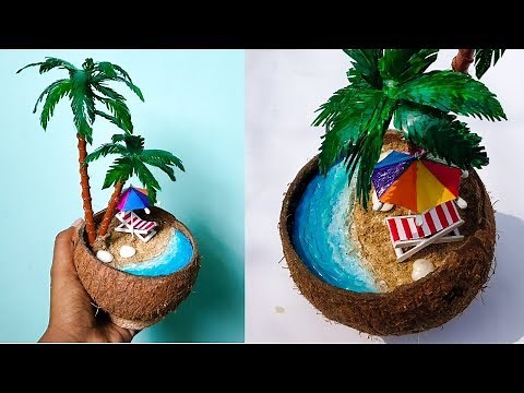 DIY Mini Beach in Coconut shell | Waste Materials Craft