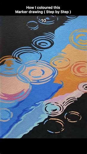 How I coloured this marker drawing of Rain Droplets ( step by step ) #art #markerdrawing #painting